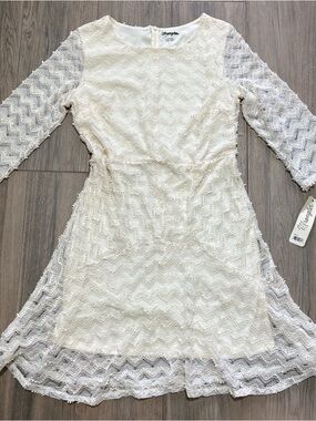 Wrangler White Lace Chevron Western Boho Dress size Large NWT